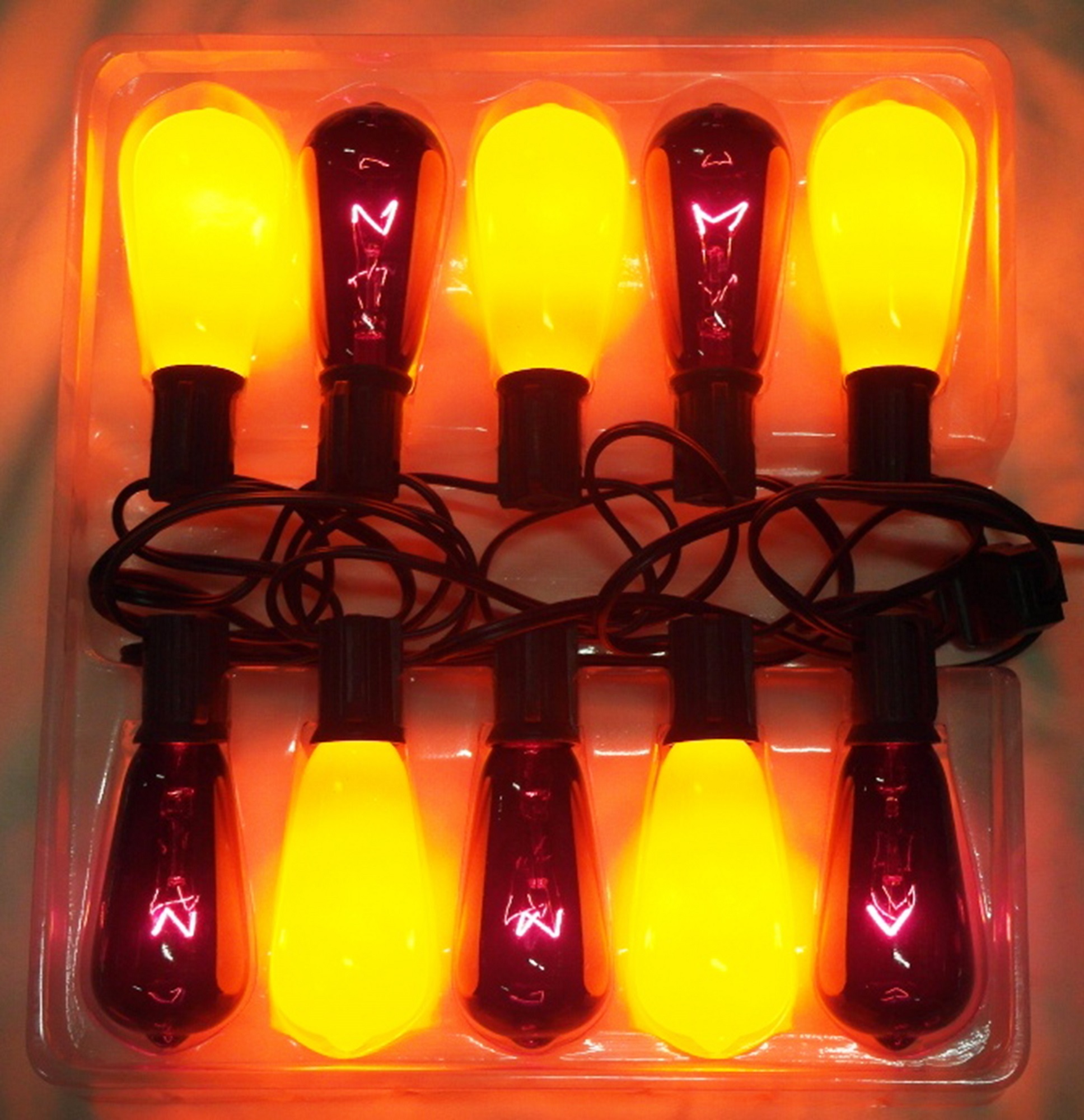 Northlight 10 Purple Orange Edison Style Halloween Lights 12" Spacing Black Wi eBay